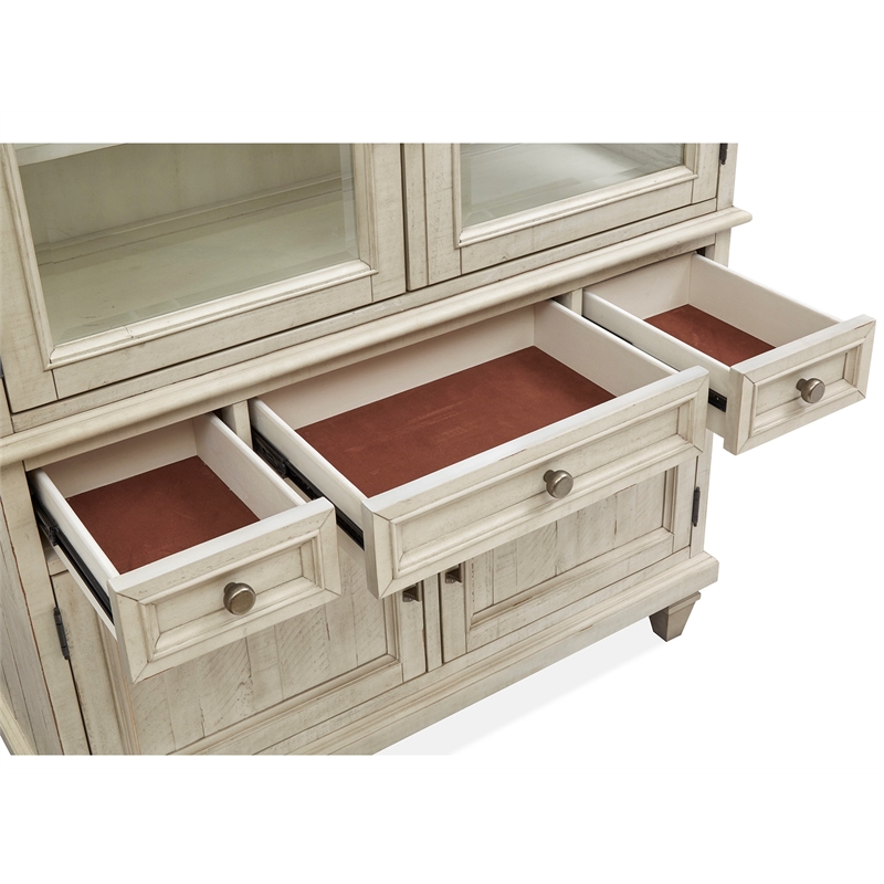 Bowery Hill Traditional Pine Veneer and Pine Solids Alabaster Dining Cabinet