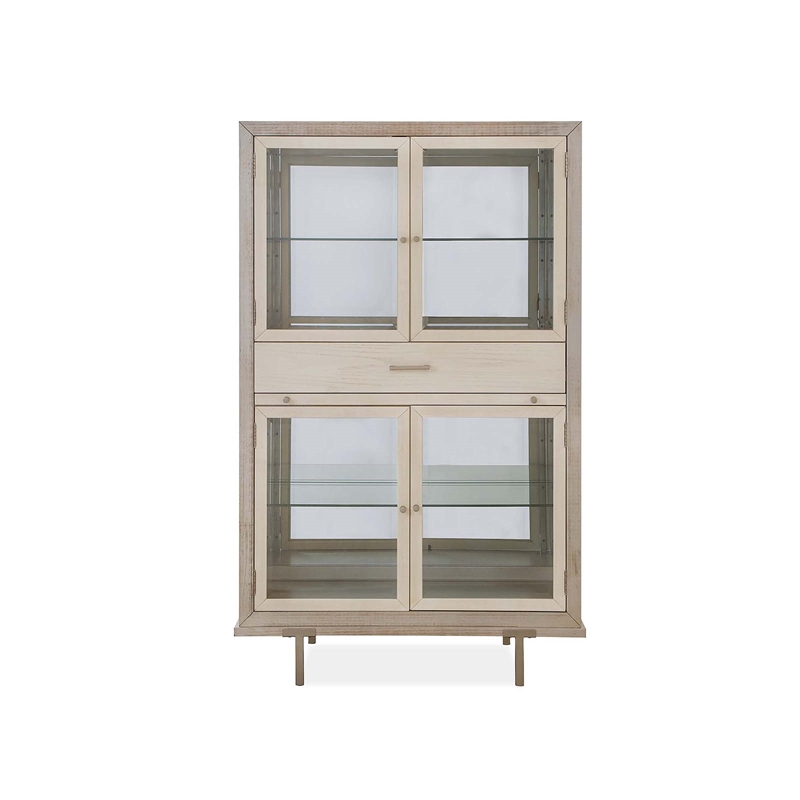Bowery Hill Transitional Warm Silver And Acadia White Display Cabinet