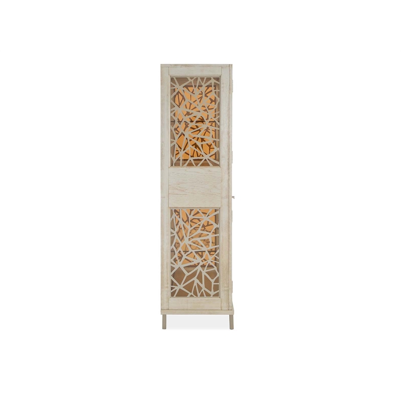 Bowery Hill Transitional Warm Silver And Acadia White Display Cabinet