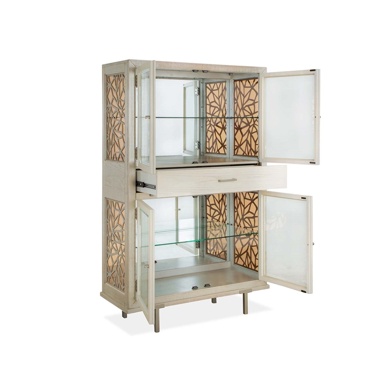Bowery Hill Transitional Warm Silver And Acadia White Display Cabinet