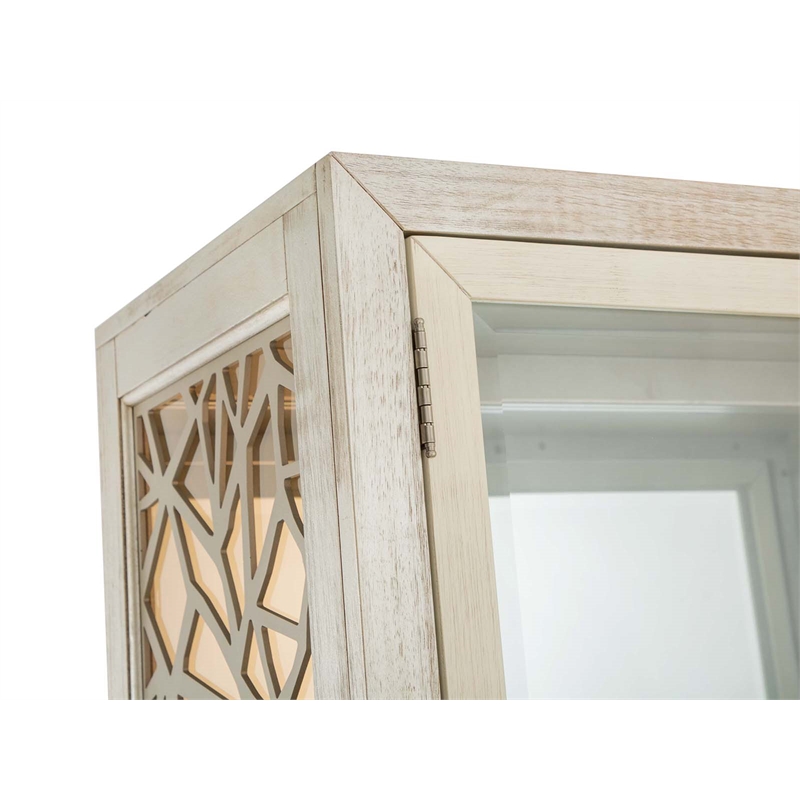Bowery Hill Transitional Warm Silver And Acadia White Display Cabinet