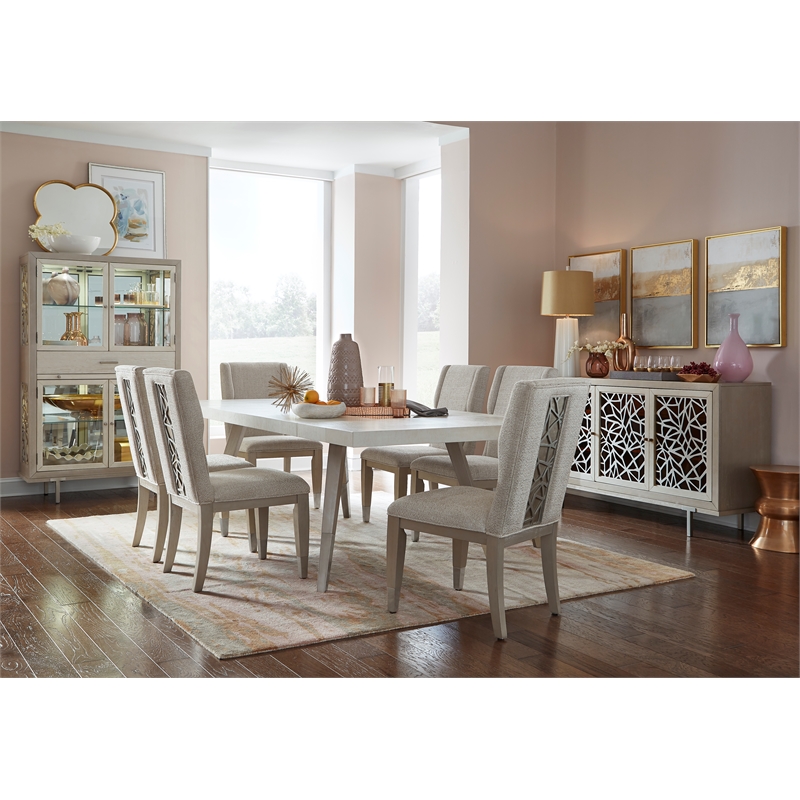 Bowery Hill Transitional Warm Silver And Acadia White Display Cabinet