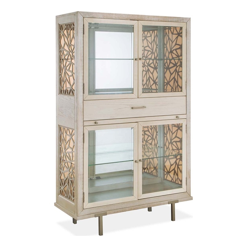 Bowery Hill Transitional Warm Silver And Acadia White Display Cabinet