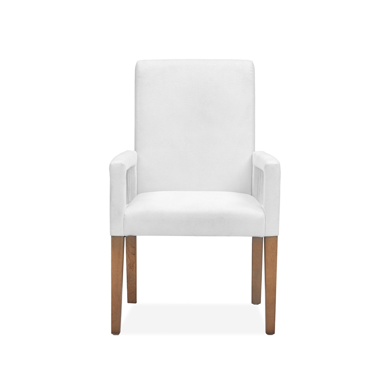 Bowery Hill Transitional Belgian Wheat White Upholstered Arm Chair Two Pack
