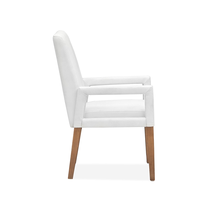 Bowery Hill Transitional Belgian Wheat White Upholstered Arm Chair Two Pack