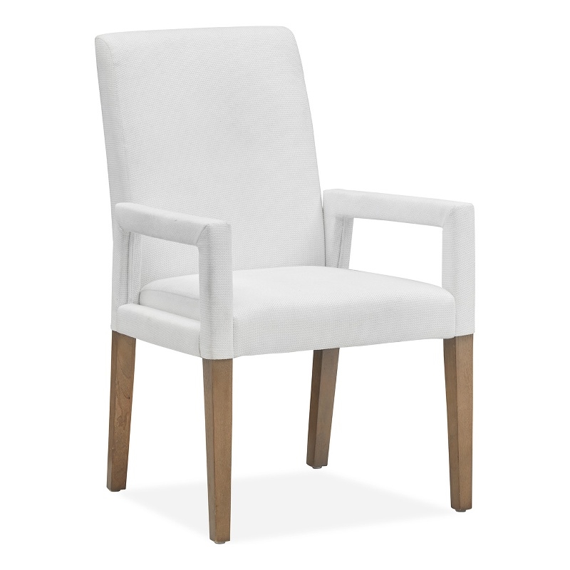 Bowery Hill Transitional Belgian Wheat White Upholstered Arm Chair Two Pack