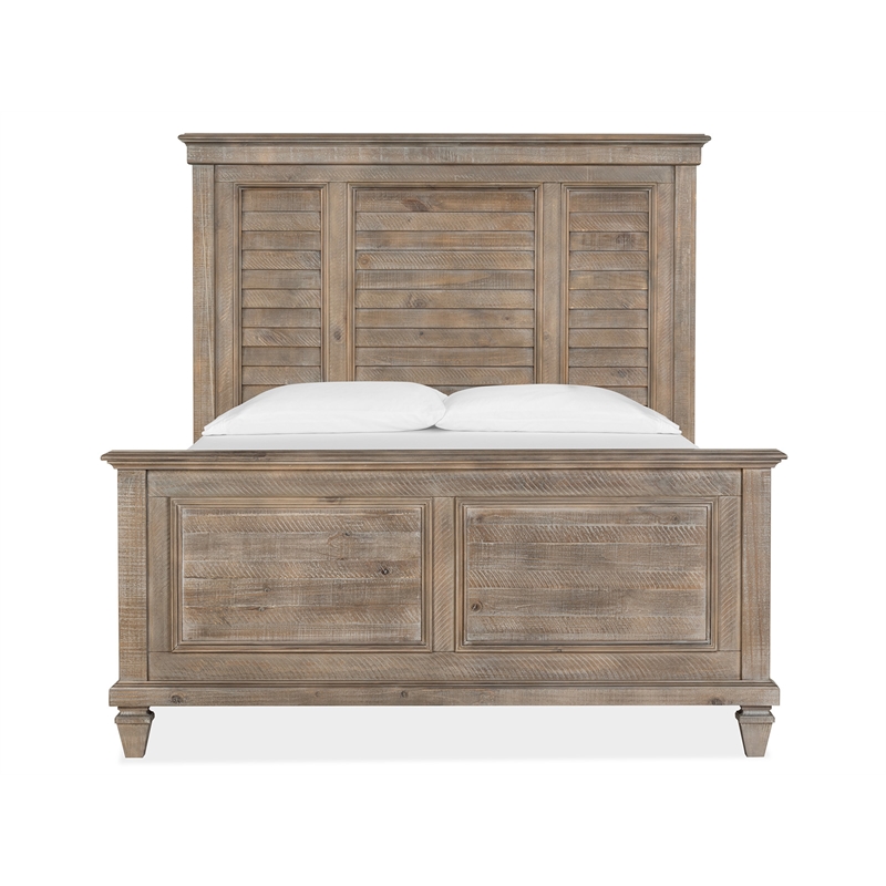 Bowery Hill Pine Veneer Dovetail Grey Queen Panel Bed