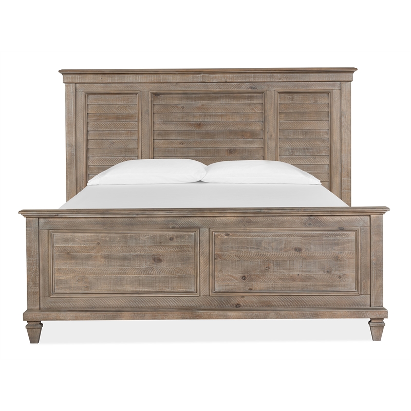 Bowery Hill Traditional Dovetail Grey King Shutter Panel Bed