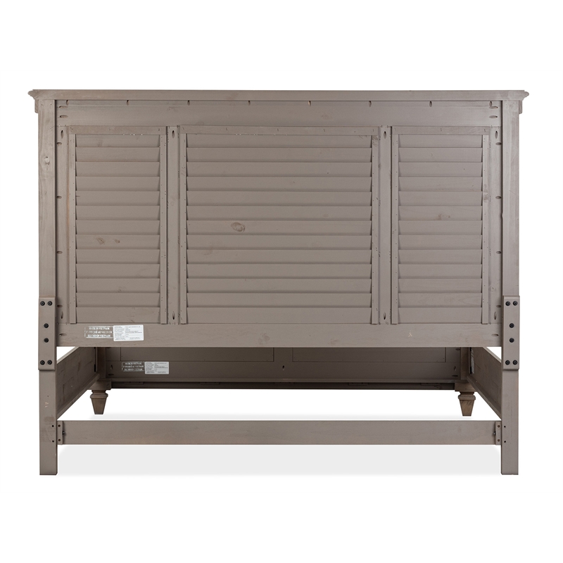Bowery Hill Traditional Dovetail Grey King Shutter Panel Bed