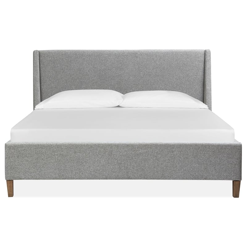 Bowery Hill Traditional Wood Queen Grey Upholstered Island Bed