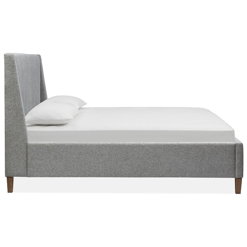Bowery Hill Traditional Wood Queen Grey Upholstered Island Bed