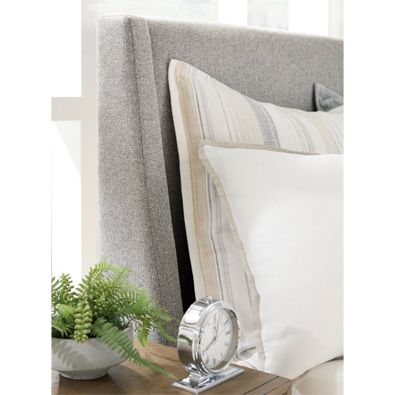 Bowery Hill Traditional Wood Queen Grey Upholstered Island Bed