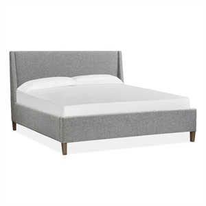 Bowery Hill Traditional Wood King Grey Upholstered Island Bed