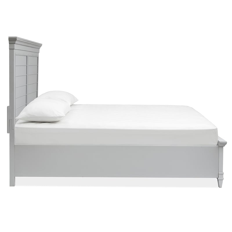 Bowery Hill Traditional Wood Harbor Gray Queen Grey Panel Bed