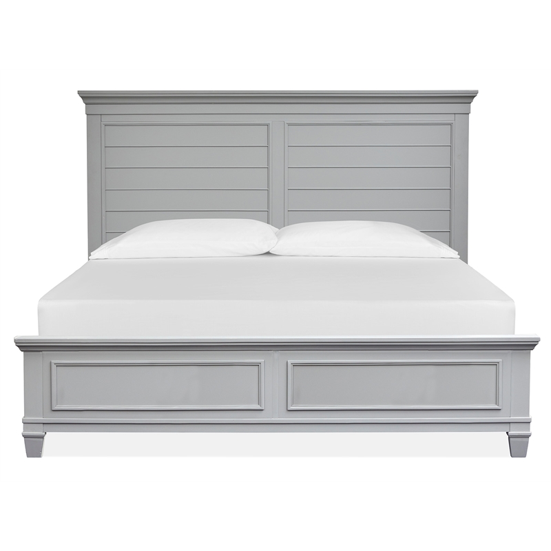 Bowery Hill Traditional Wood Harbor Gray King Grey Panel Bed