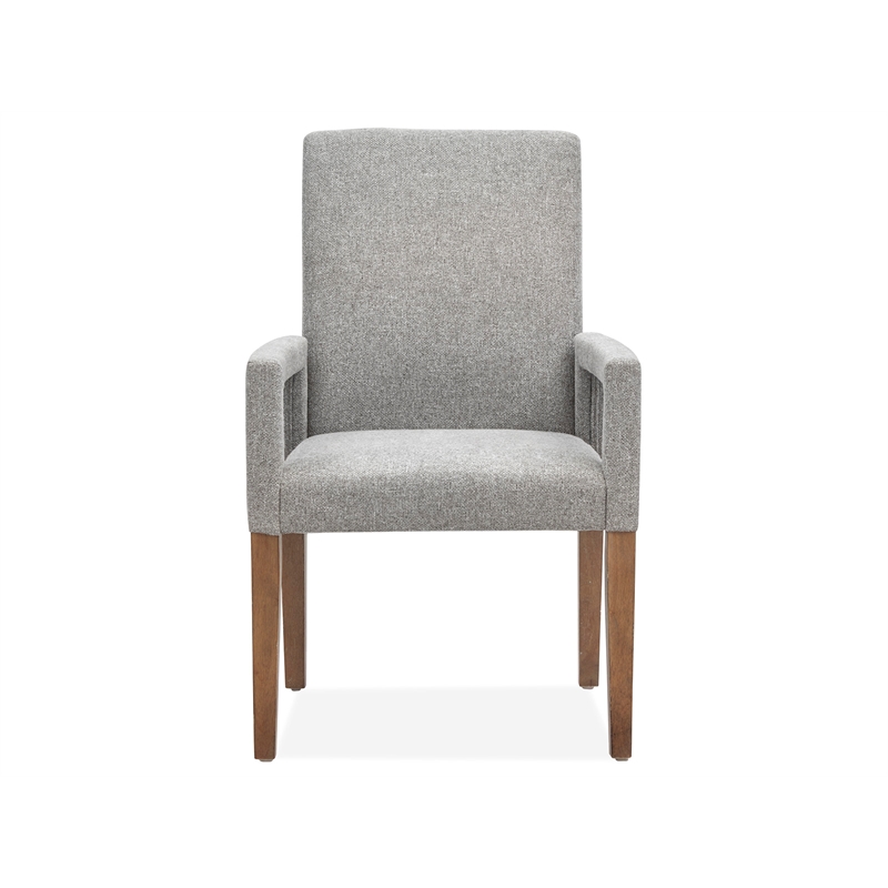 Bowery Hill Transitional Belgian Wheat Grey Upholstered Arm Chair Two Pack