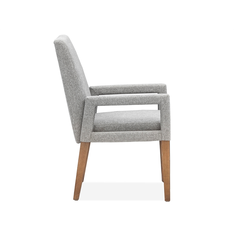 Bowery Hill Transitional Belgian Wheat Grey Upholstered Arm Chair Two Pack