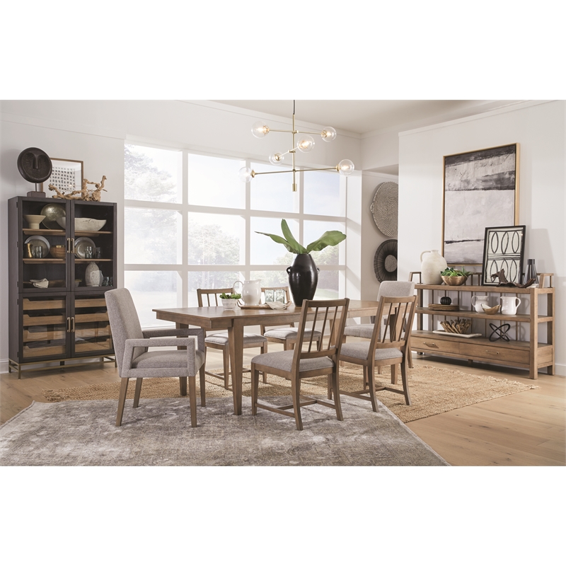 Bowery Hill Transitional Belgian Wheat Grey Upholstered Arm Chair Two Pack