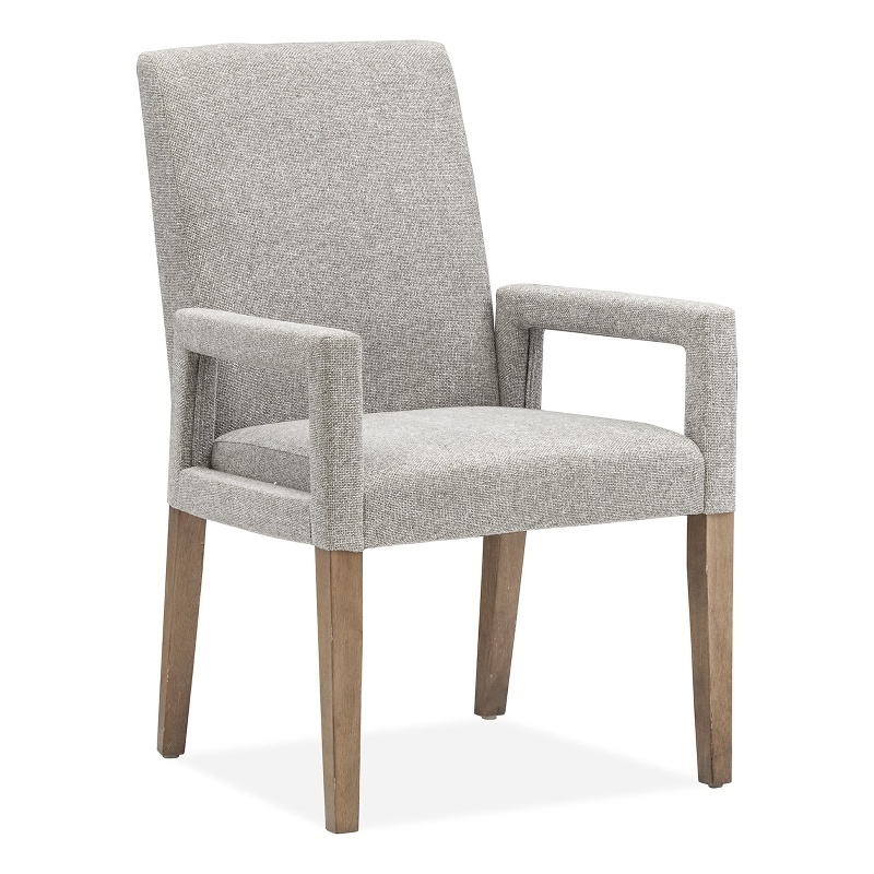 Bowery Hill Transitional Belgian Wheat Grey Upholstered Arm Chair Two Pack