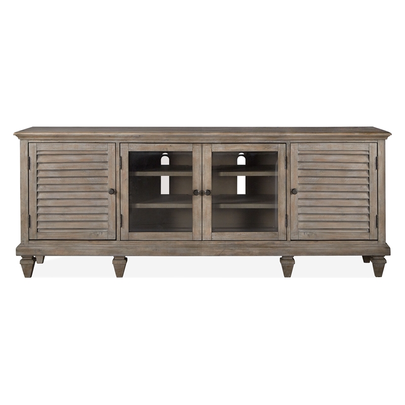 Bowery Hill Traditional Pine Veneer and Pine Solids Dovetail Gray Large Console