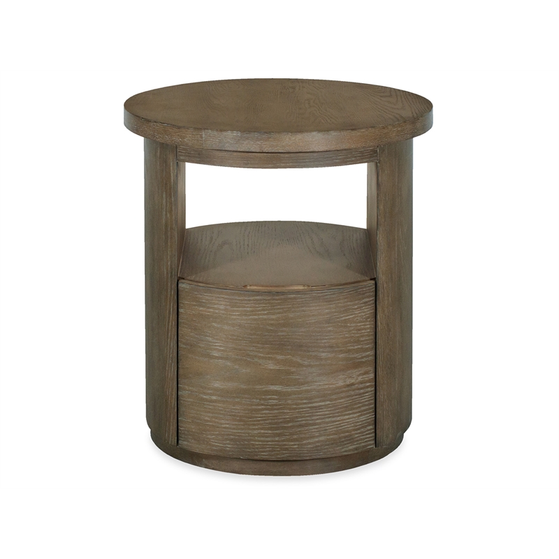 Bowery Hill Transitional Wood Brown Porpoise Round End Table