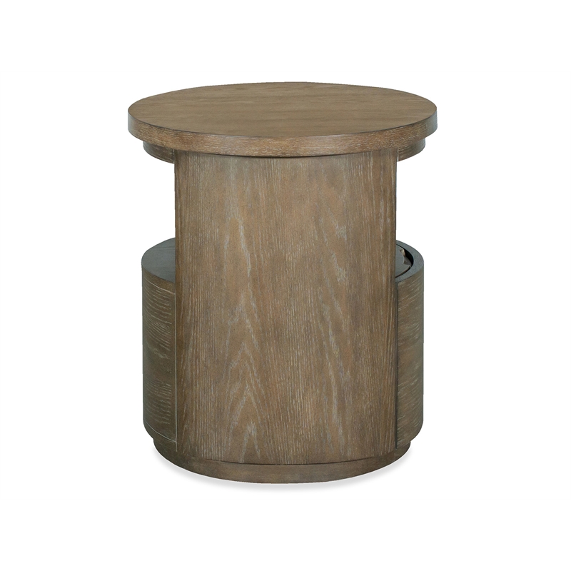 Bowery Hill Transitional Wood Brown Porpoise Round End Table