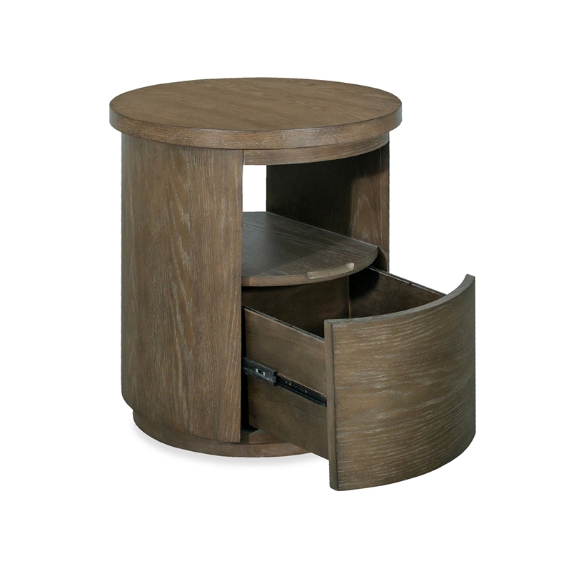 Bowery Hill Transitional Wood Brown Porpoise Round End Table