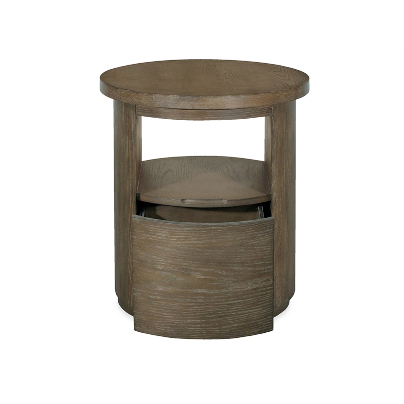 Bowery Hill Transitional Wood Brown Porpoise Round End Table