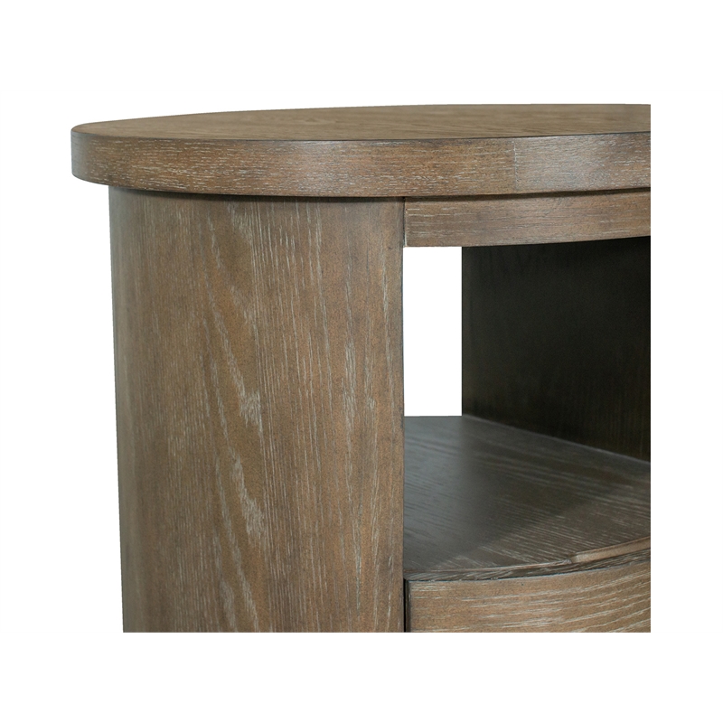 Bowery Hill Transitional Wood Brown Porpoise Round End Table