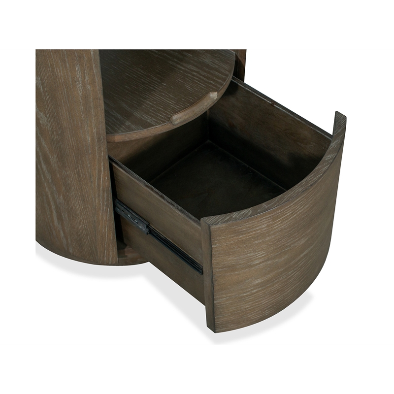 Bowery Hill Transitional Wood Brown Porpoise Round End Table