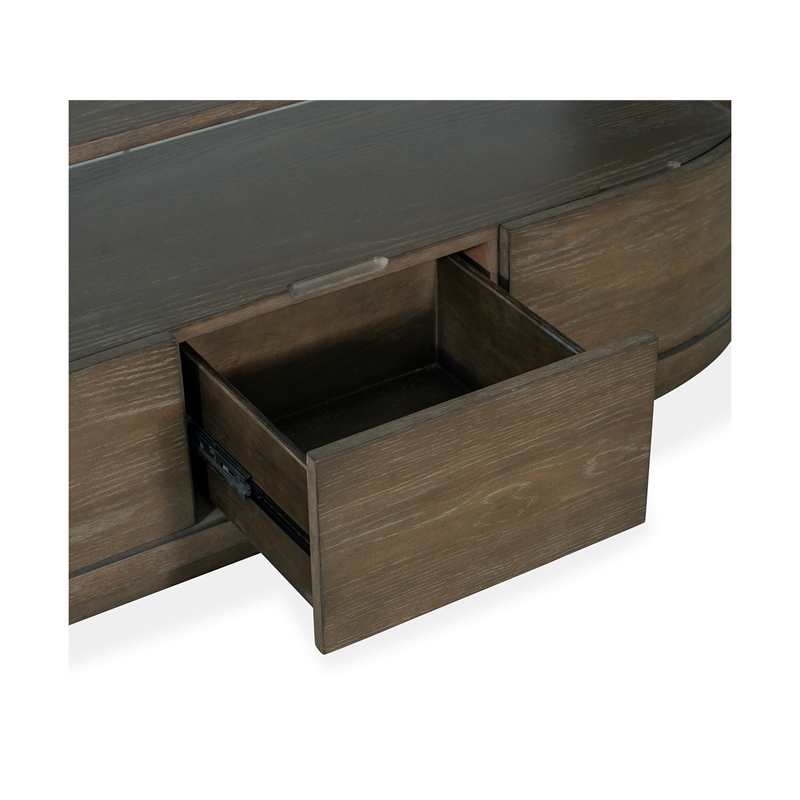 Bowery Hill Transitional Wood Brown Porpoise Demilune Console