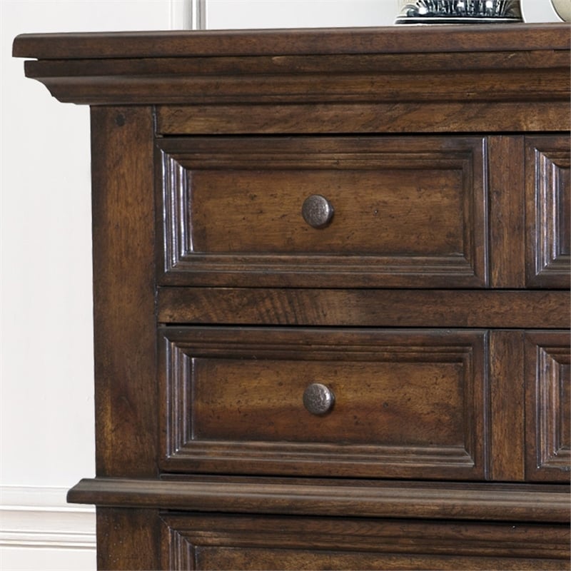 Bowery Hill Modern Transitional Rich Tobacco Wood 5-Drawer Chest