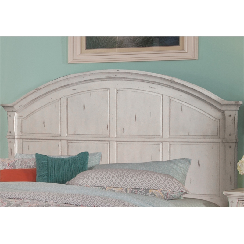 Bowery Hill Modern Farmhouse White Wood Arched King Panel Headboard