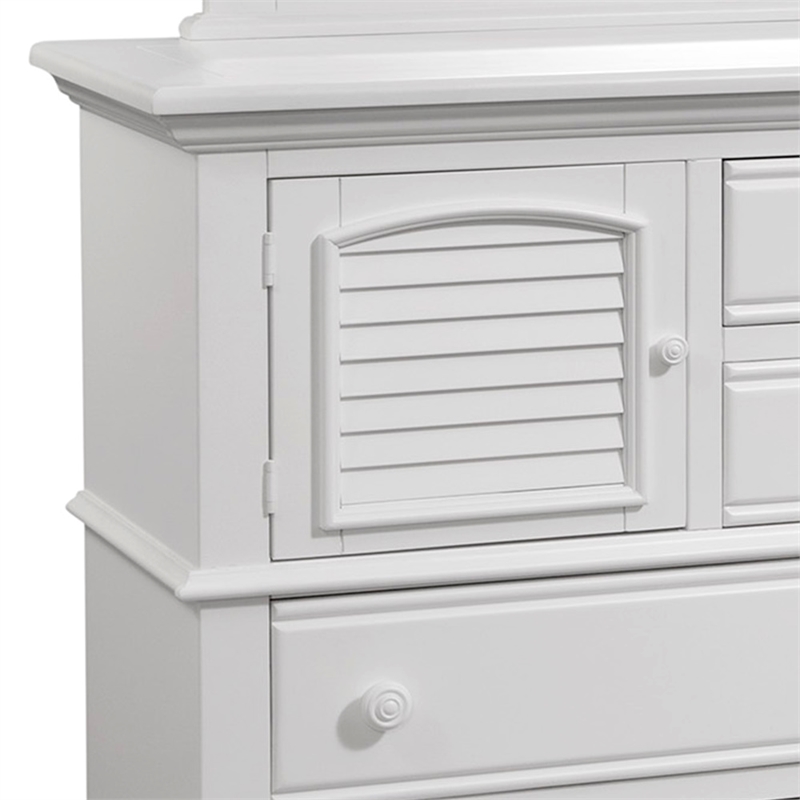 Bowery Hill High Dresser with Landscape Mirror in Eggshell White Wood