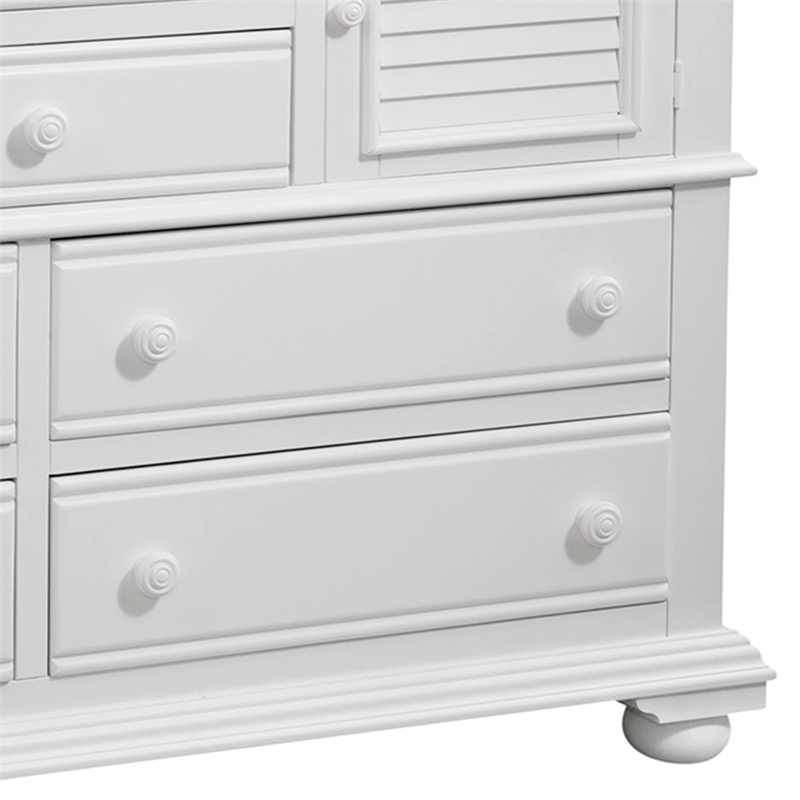 Bowery Hill High Dresser with Landscape Mirror in Eggshell White Wood