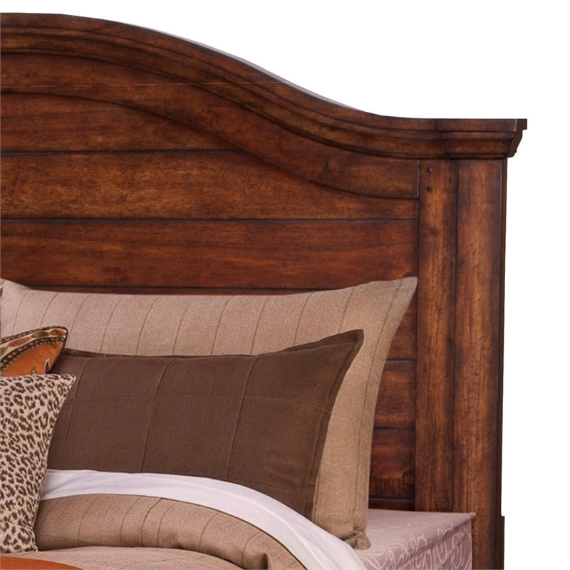 Bowery Hill Modern Transitional Rich Tobacco Wood King Panel Bed