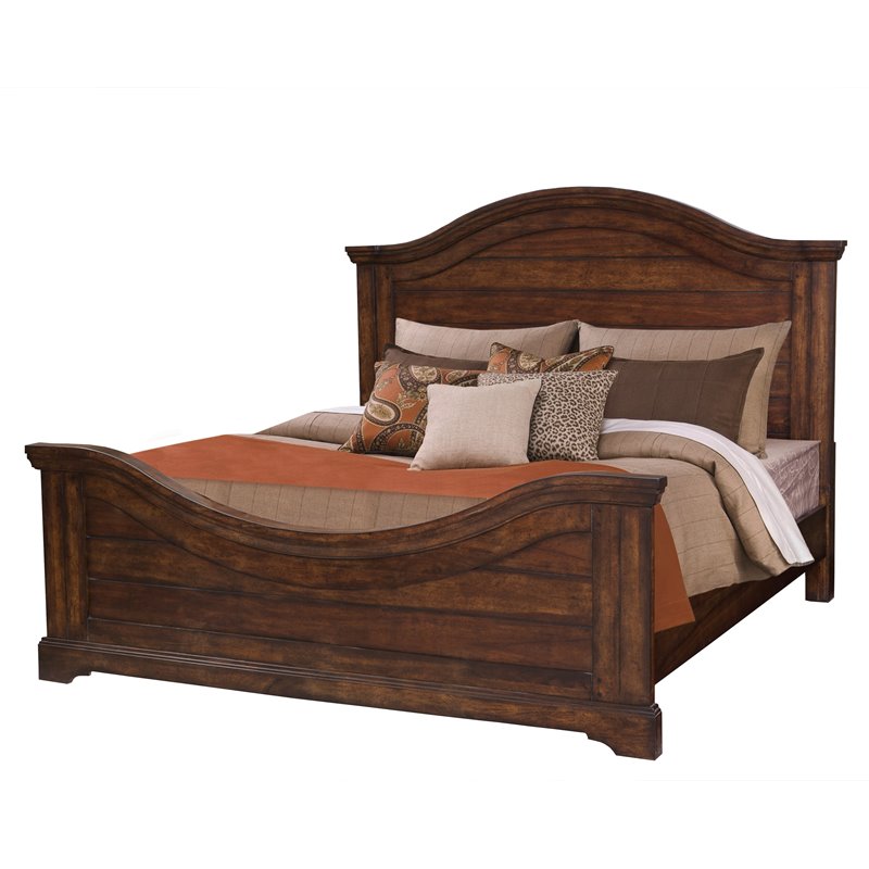Bowery Hill Modern Transitional Rich Tobacco Wood King Panel Bed