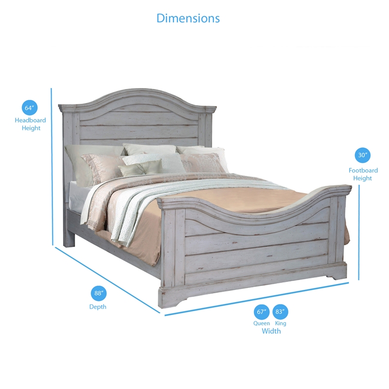 Bowery Hill Modern Transitional Antique Gray Wood Queen Panel Bed