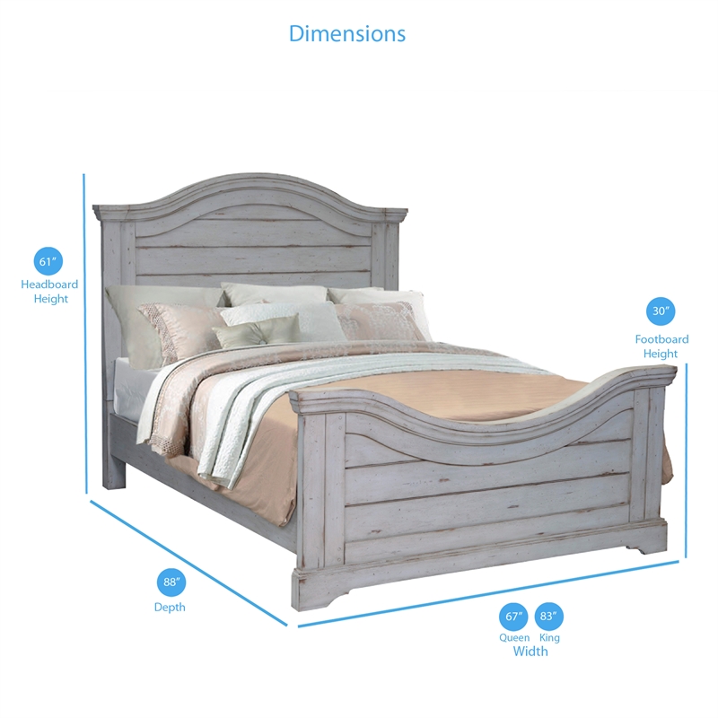 Bowery Hill Modern Transitional Antique Gray Wood King Panel Bed