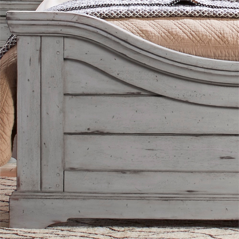 Bowery Hill Modern Transitional Antique Gray Wood King Panel Bed