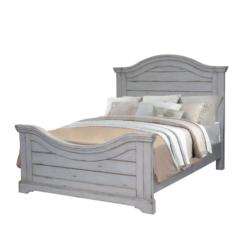 Bowery Hill Modern Transitional Antique Gray Wood King Panel Bed