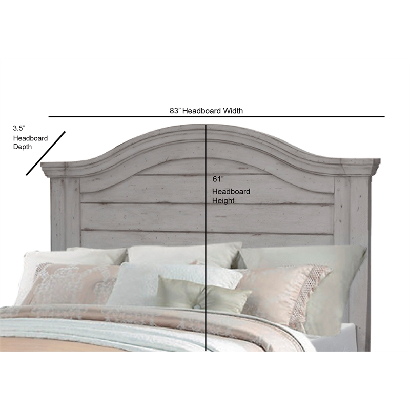 Bowery Hill Transitional King Antique Gray Wood Panel Headboard