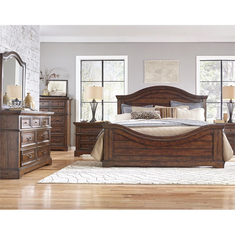 Bowery Hill Transitional Tobacco Finished Wood 7-Drawer Dresser Mirror