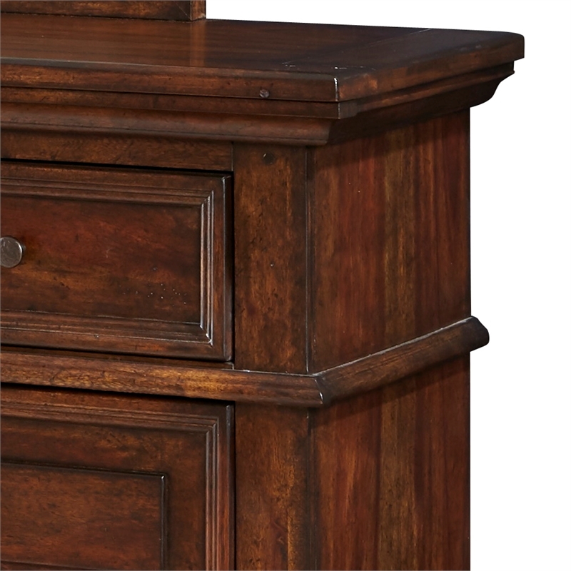 Bowery Hill Transitional Tobacco Finished Wood 7-Drawer Dresser Mirror