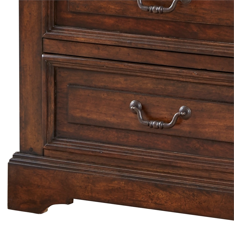Bowery Hill Transitional Tobacco Finished Wood 7-Drawer Dresser Mirror