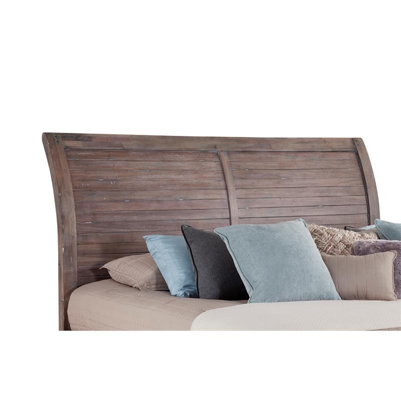 Bowery Hill Modern Farmhouse Weathered Gray Wood King Sleigh Headboard