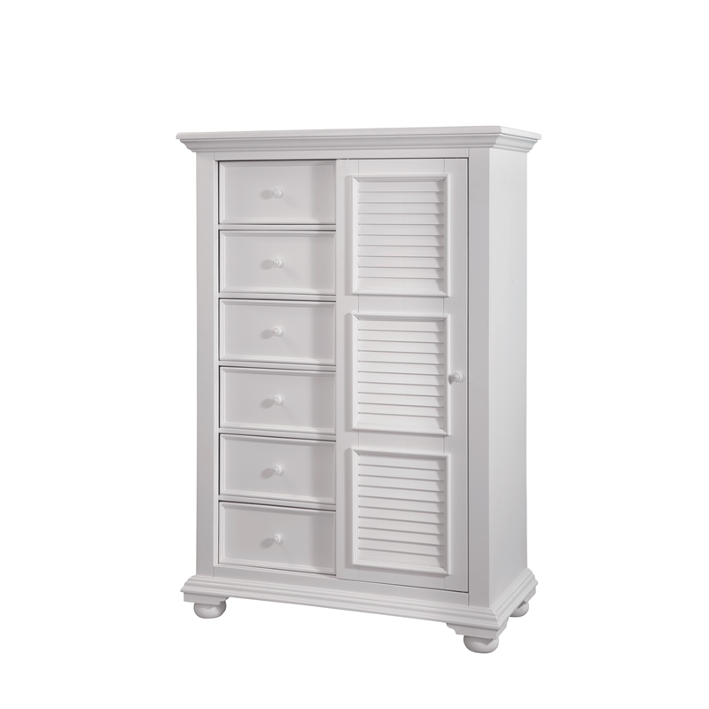 Bowery Hill Coastal Eggshell White Finish Wood Gentleman's Chest
