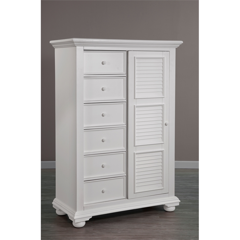Bowery Hill Coastal Eggshell White Finish Wood Gentleman's Chest