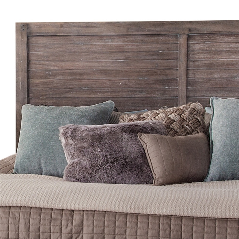 Bowery Hill Modern Farmhouse Weathered Gray Wood King Panel Headboard