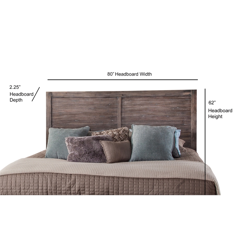 Bowery Hill Modern Farmhouse Weathered Gray Wood King Panel Headboard